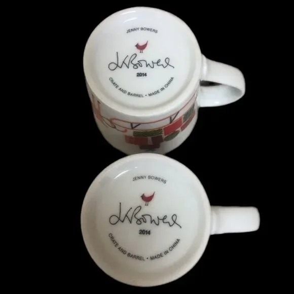 EUC Crate & Barrel 2014 Jen Bowers Christmas mugs - Picture 9 of 10
